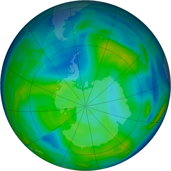 Antarctic ozone map for 26 June 2006